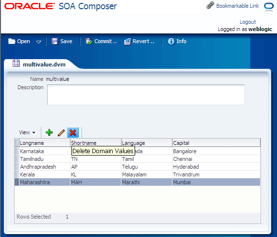 Delete Domain Values Dialog