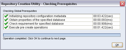 checking prerequisites for database connection