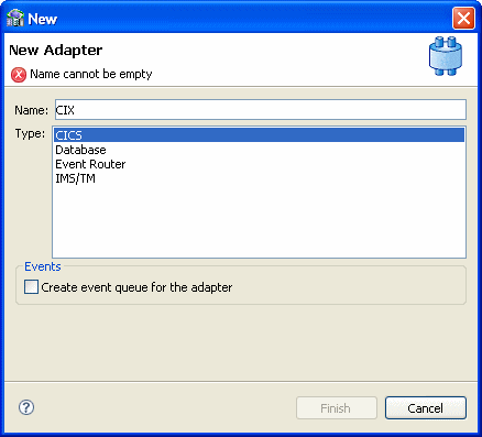 Adding a CICS type adapter