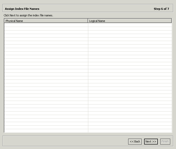 The Assign Index File Names window