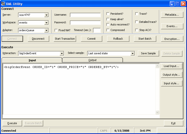 This figure shows an XML for inbound process