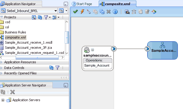 Oracle JDeveloper workspace area