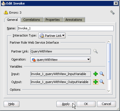 Edit Invoke dialog box