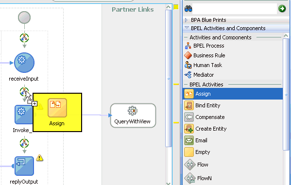 Oracle JDeveloper workspace area