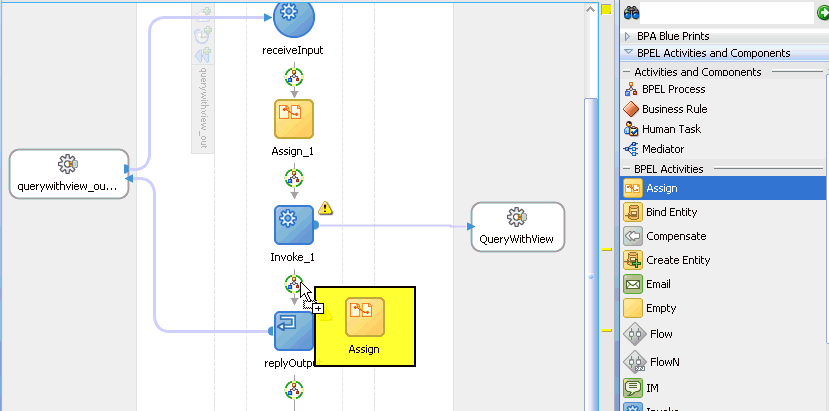 Oracle JDeveloper workspace area