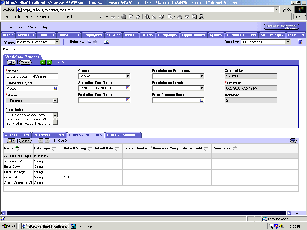 The Process Properties tab