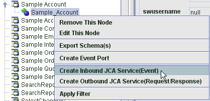 Application Explorer context menu