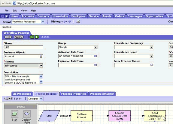 Process Designer tab