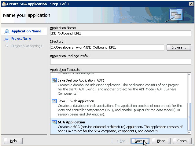 Create SOA Application wizard