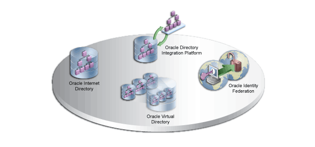 Technical illustration showing the Oracle Identity Management products in 11gR1