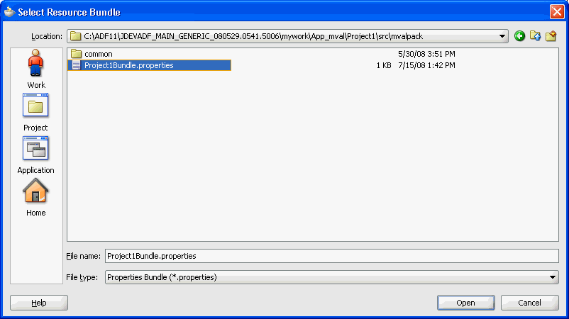 Select Resource Bundle dialog