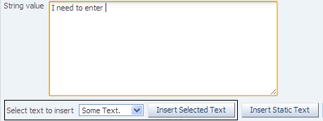 inputText with entered text