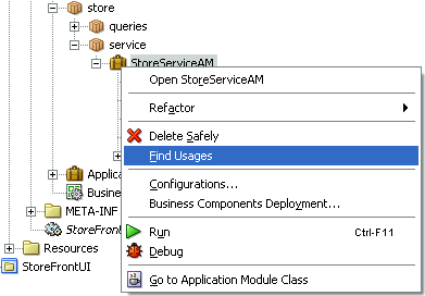 Image of context menu in Application Navigator