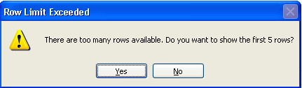 Row Limit Exceeded Warning Message