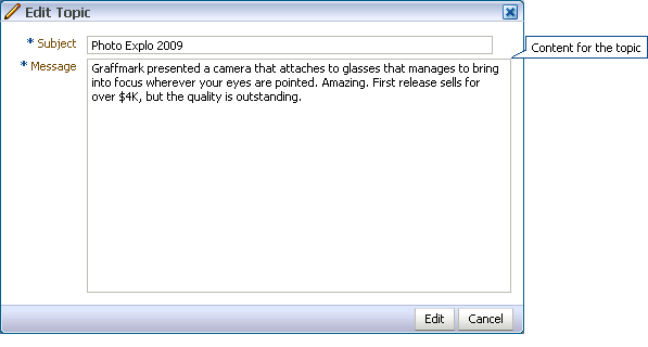 Edit Topic dialog box