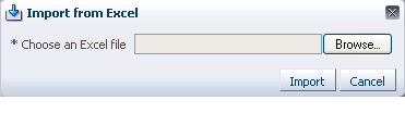 Import from Excel dialog