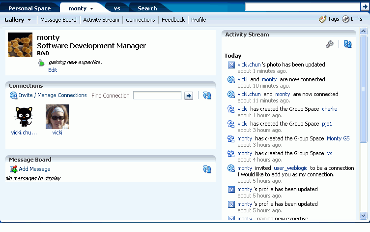 A user’s default People Connections page