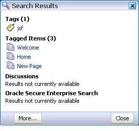 Search Results dialog box