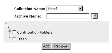 Folder Archive Configuration screen.