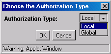 Choose the Authorization Type screen