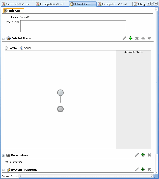 Job Set Editor with serial job set
