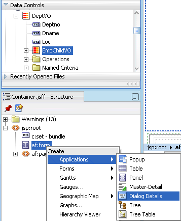 Launch the Applications Dialog Detail wizard