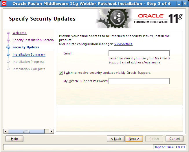Security Updates Window (Patchset)