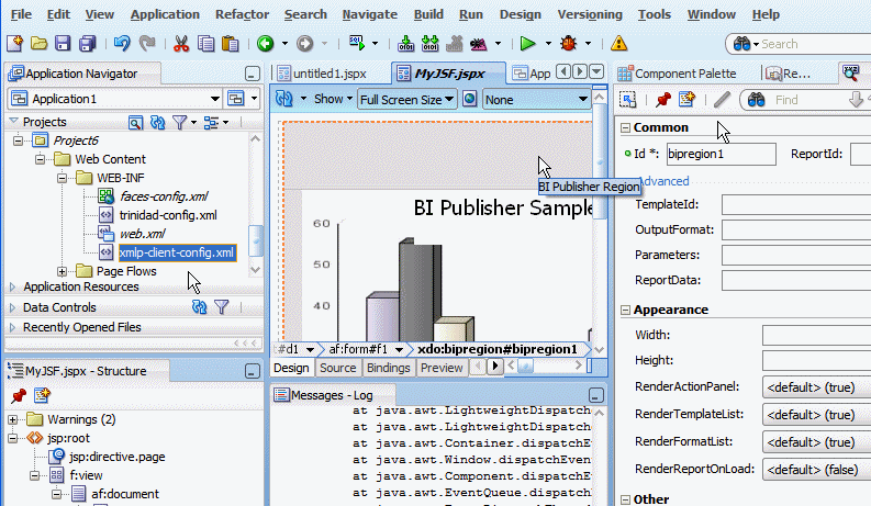 Report image, configuration file, and property inspector