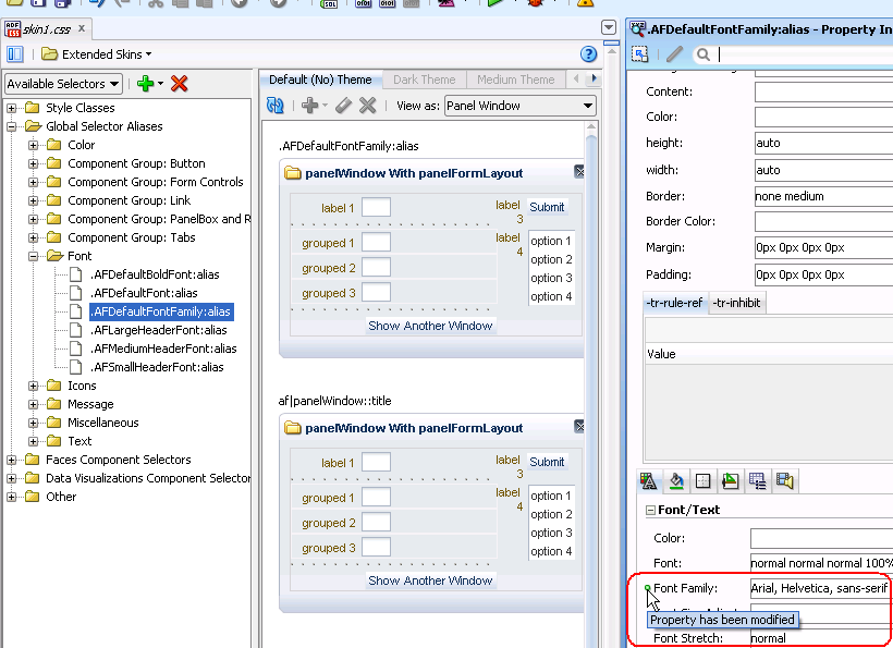 ADF Skin Changing a Global Selector Alias