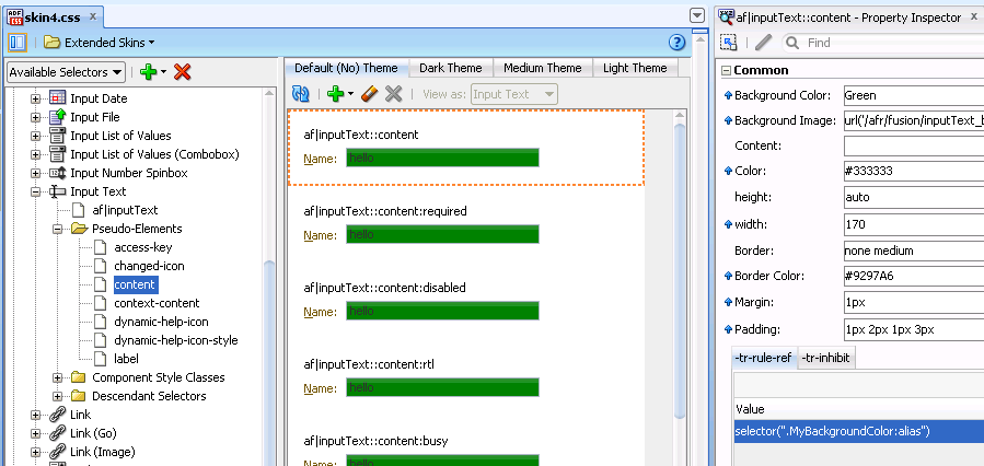 Input Text Component's label Skinning Key