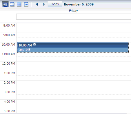 Toolbar in Day View of a Calendar