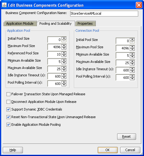 Pooling and Scalability tab