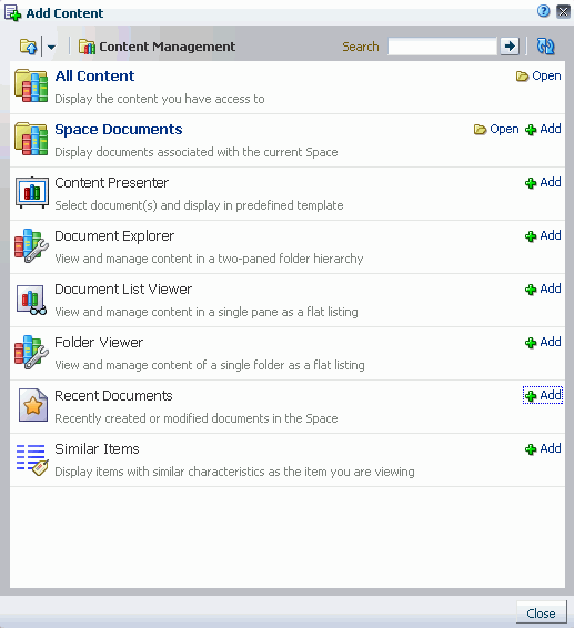 Content under the Documents Folder in a Home Space