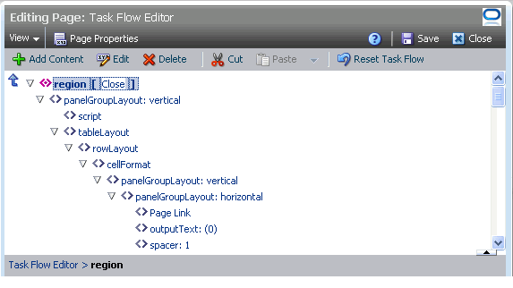 Zoomed-in view of task flow in Source view