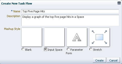 New mashup style displayed in the Create dialog