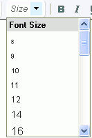 RTE Font Size drop-down menu