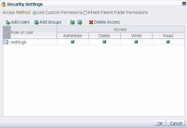 Security Settings Dialog