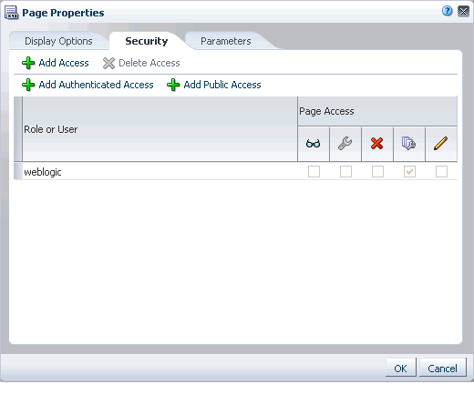 Security tab in Page Properties dialog