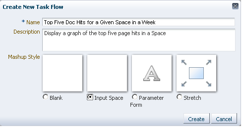 New mashup style in the Create New Task Flow dialog