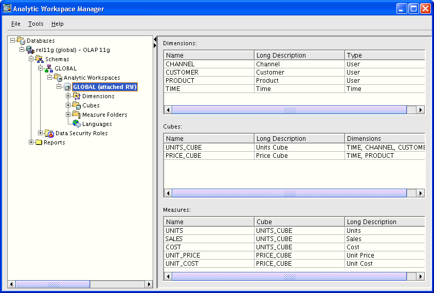 Analytic Workspace Manager̃CEEBhE
