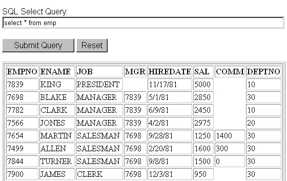select * from empƓ͂ꂽuSQL Select QueryvtB[h