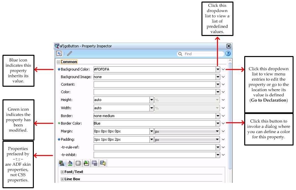 Property Inspector Controls for ADF Skins