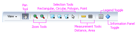 Map toolbar button functions.