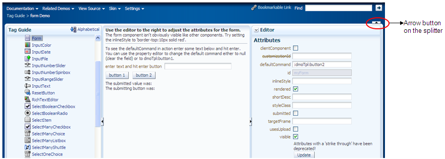 panelSplitter shows header