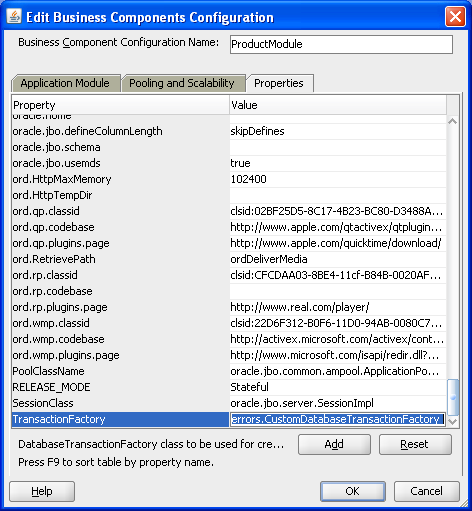 Business components can use database transaction class