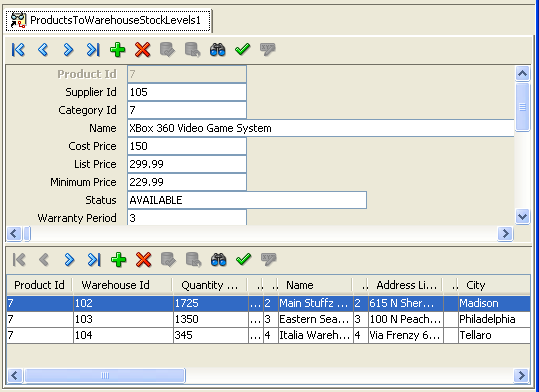 Tester with editable entity-based view objects