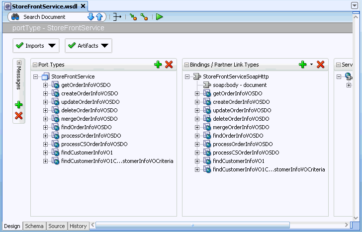 WSDL document in design view