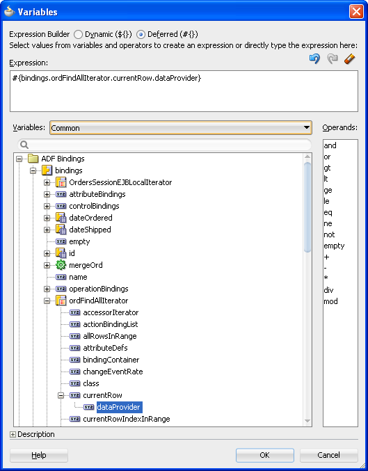 dataProvider for Current Row on ordFindAllIterator