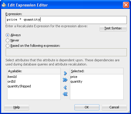 Edit Expression Editor dialog