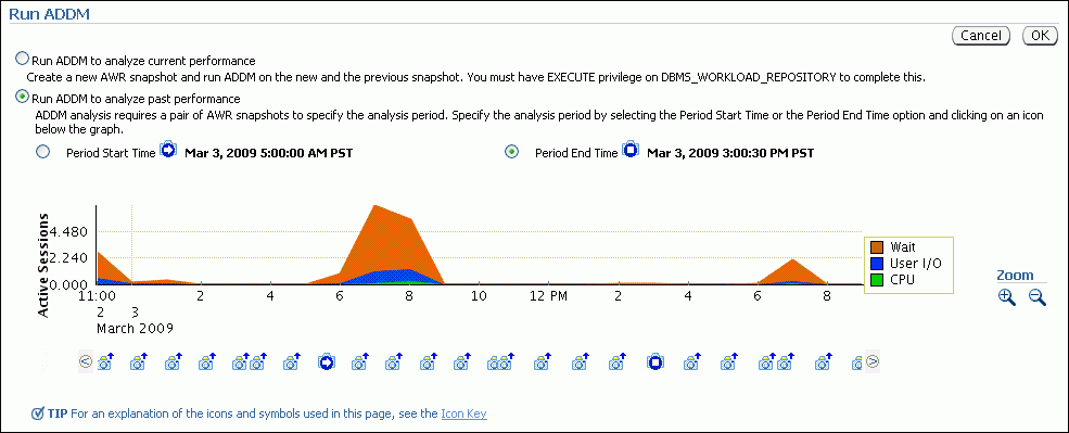This is a screen shot of the ADDM monitoring page. This is a screen shot of the ADDM monitoring page.